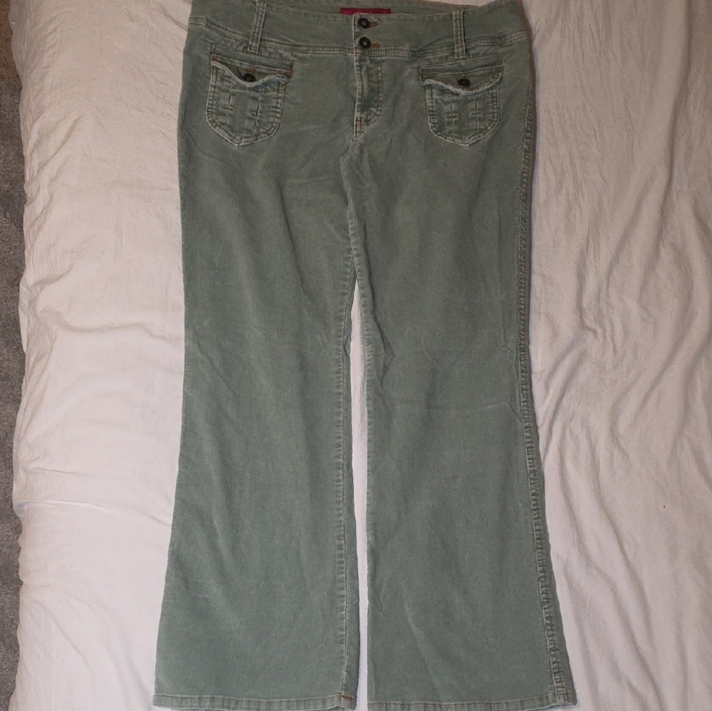GLO Jeans Stylish Sage Green Corduroy Pants JUNIORS